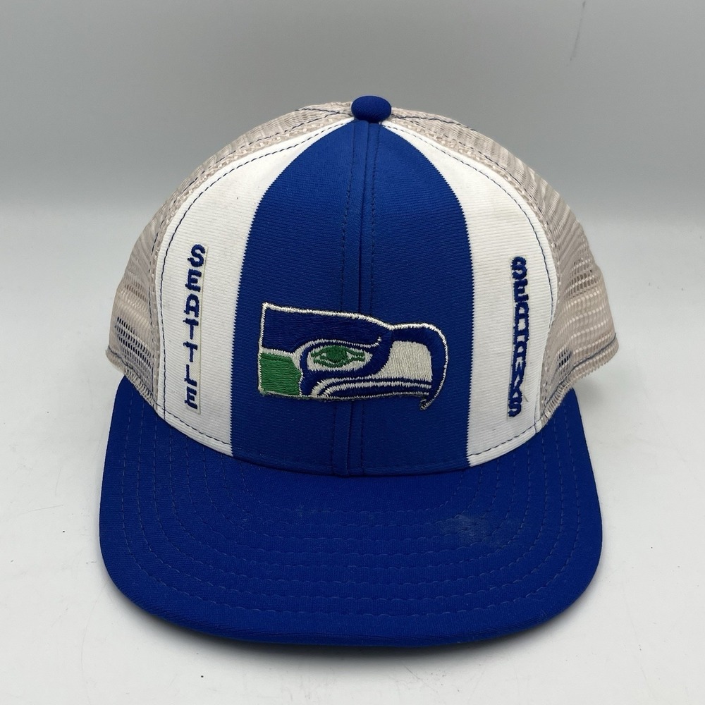 Seattle Seahawks AJD Lucky Stripes NFL Vintage 80s/90s Trucker Snapback Cap Hat - Picture 1 of 8